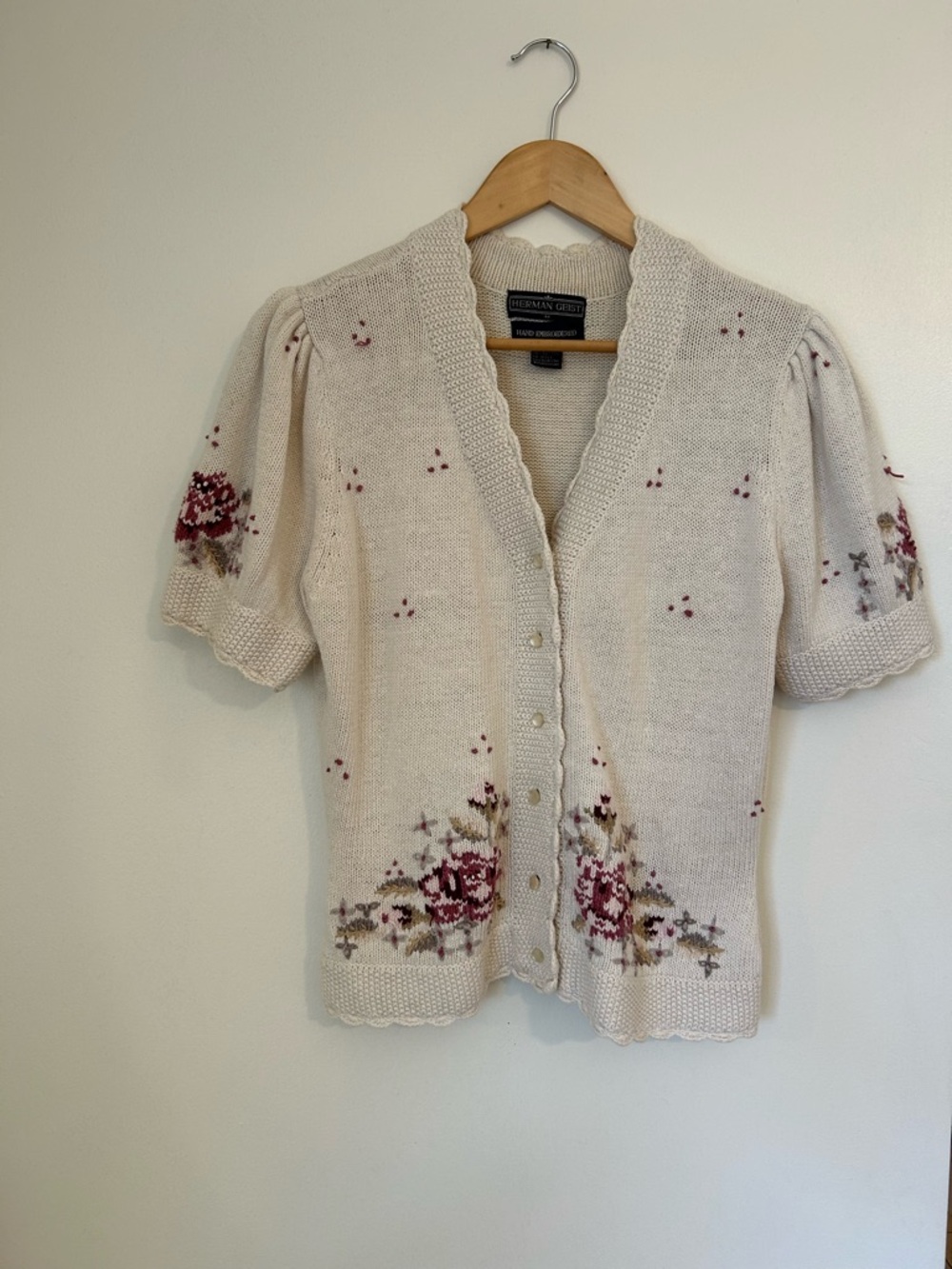 Herman Geist Hand-Embroidered Knit Top - Cream